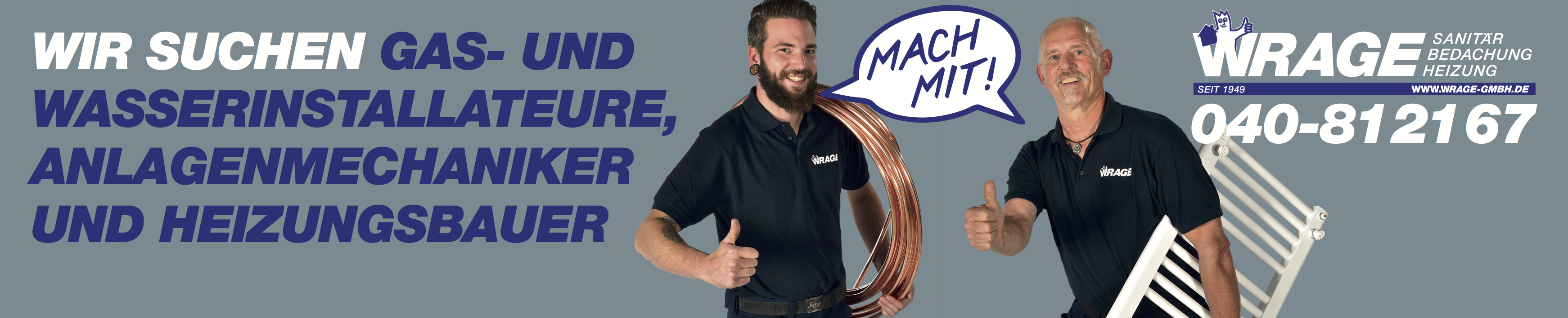 Wrage Mitarbeiter gesucht Anlagenmechaniker und Heizungsbauer